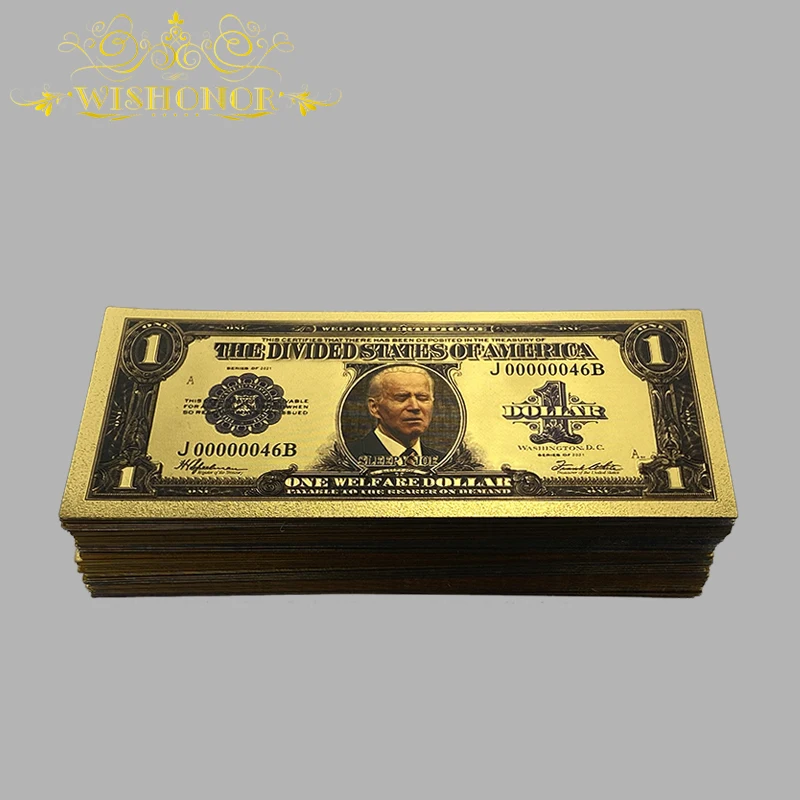 

100 Pcs/Lot America SLEEY JOE banknote In 24k Gold Plated For Trump Fans 1 order