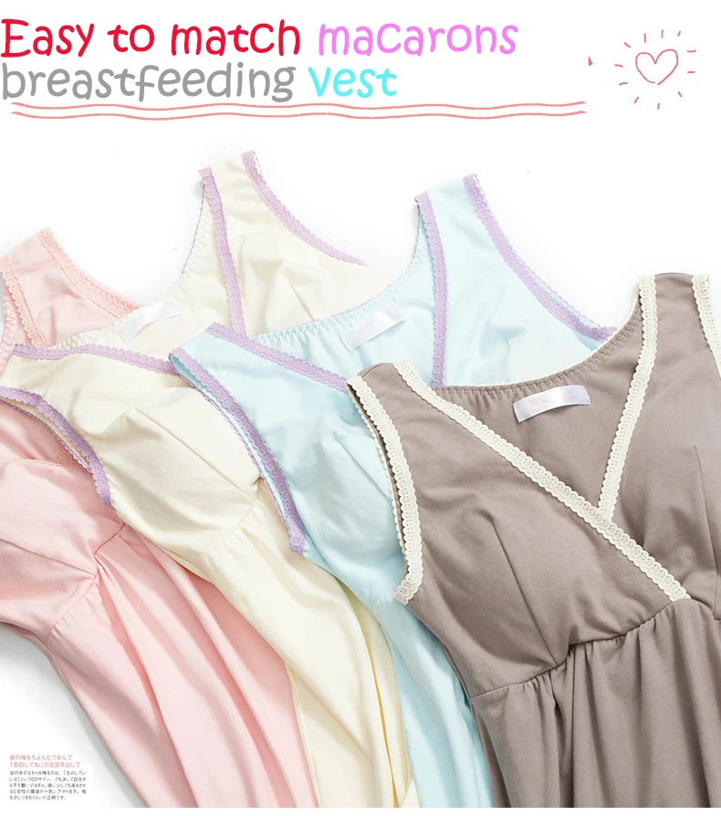 Хлопковый жилет для беременных с милыми макаронами топы кормящих мам Одежда