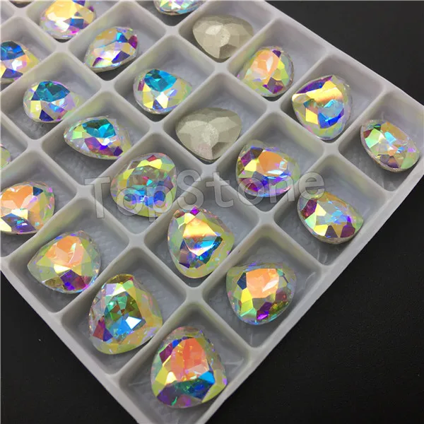 Crystal AB TopStone жир в форме сердца стеклянные кристалл изысканный камень заостренный назад K9 сердце горный хрусталь бусины без отверстий для изготовления ювелирных изделий - Цвет: Crystal AB