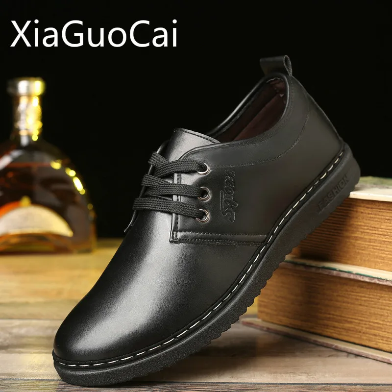 Туфли мужские кожаные на шнуровке повседневные официальные туфли плоская