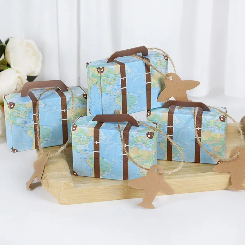 5/10 шт чемодан форма коробка для конфет с ярлыки в самолета бумажная Подарочная