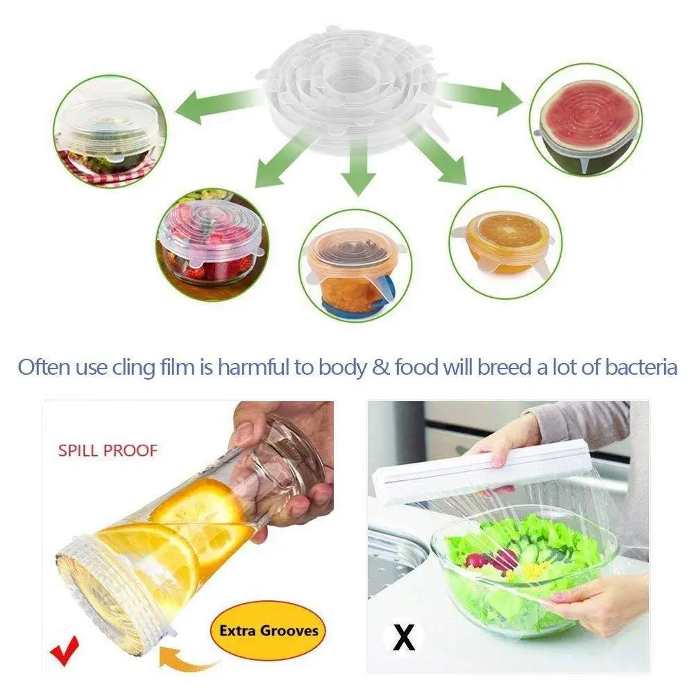 

12 pcs Stretchable silicone fresh-keeping sleeve fresh-keeping and sealing reusable bowl cover cooking kitchen accessories