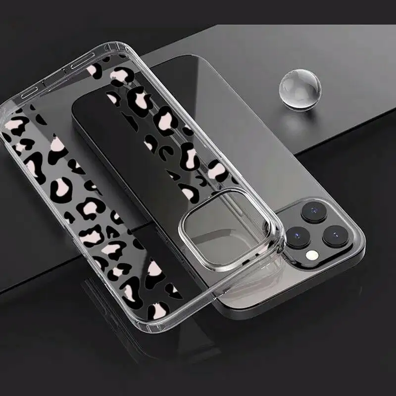 

Leopard Print Colorful Phone Case Transparent for iPhone Samsung A S 11 12 6 7 8 9 30 Pro X Max XR Plus lite