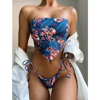 vigorshely vintage swimwear women sexy off the shoulder bikini 2021 push up swimsuit female thong flower bikini set bathing suit
