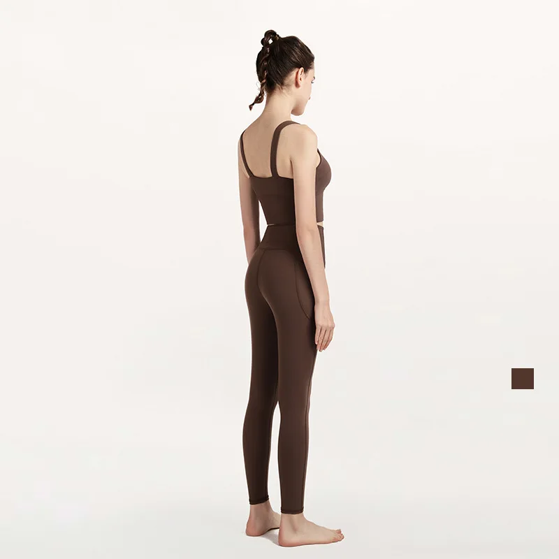 

Brown Sports Bra Women's Shockproof Running Gathers and Shapes Fitness Bra Anti-sagging Sexy Beautiful Back Yoga Clothes