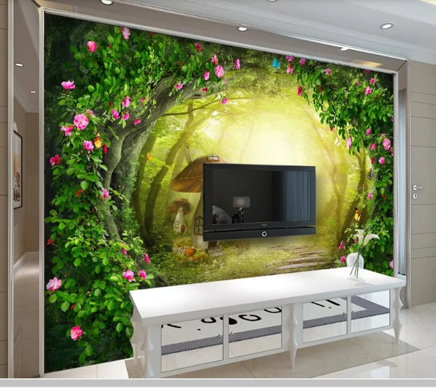 

Papel de parede Rose flower vine fantasy forest 3d wallpaper mural,living room tv wall children bedroom wall papers home decor