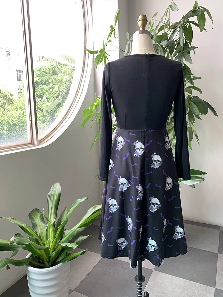 Осеннее готическое винтажное офисное женское платье на Хэллоуин пуловер с