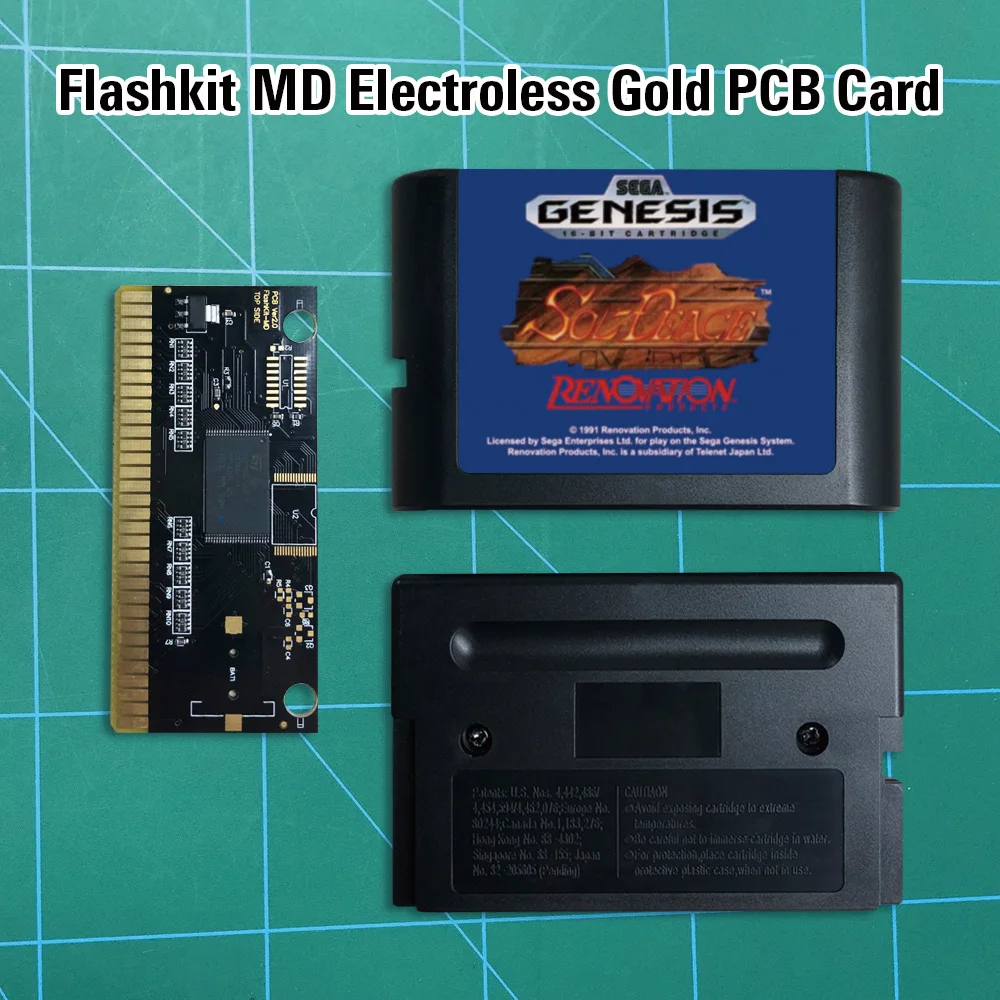 Sol Deace Flashkit MD никелевое золото схема на основе печатной платы 16 бит игры Картридж