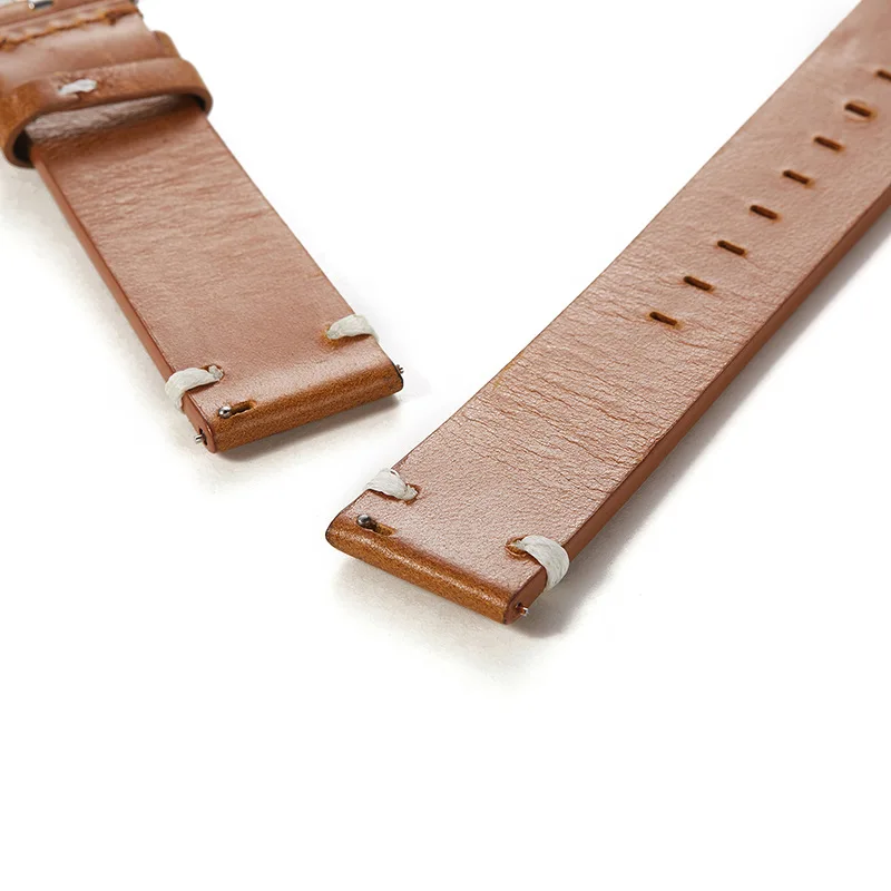New Oil Max Leather 20mm 22mm Watch Strap Handmade Wristband Belt Brown Coffee Watchband Quick Release