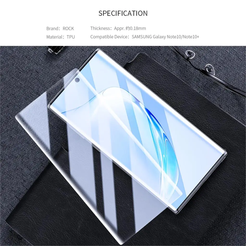 ROCK защита для экрана Гидрогелевая пленка для samsung Galaxy Note 10 pro Защитная мягкая полностью изогнутая гладкая тактильная пленка не стекло