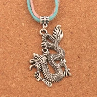 40pcs zinc alloy dragon charm beads fit european bracelets jewelry diy b685 57 8x29 7mm