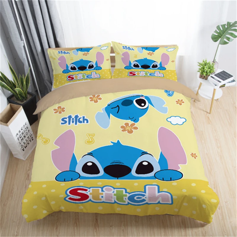 

Disney Cute stitch bedding set 3 pcs single double twin full queen king size cartoon girls bed cover pillow cases room decor