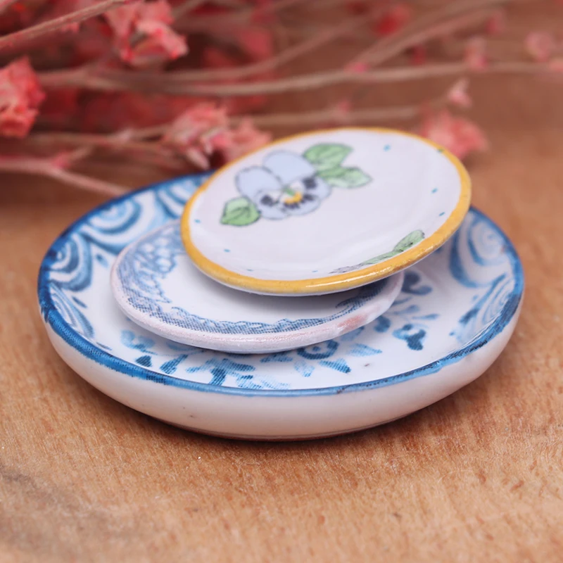 

3 шт./компл. миниатюрный кукольный домик цветок Patten керамические Столовые приборы кухонные принадлежности аксессуары для кукол