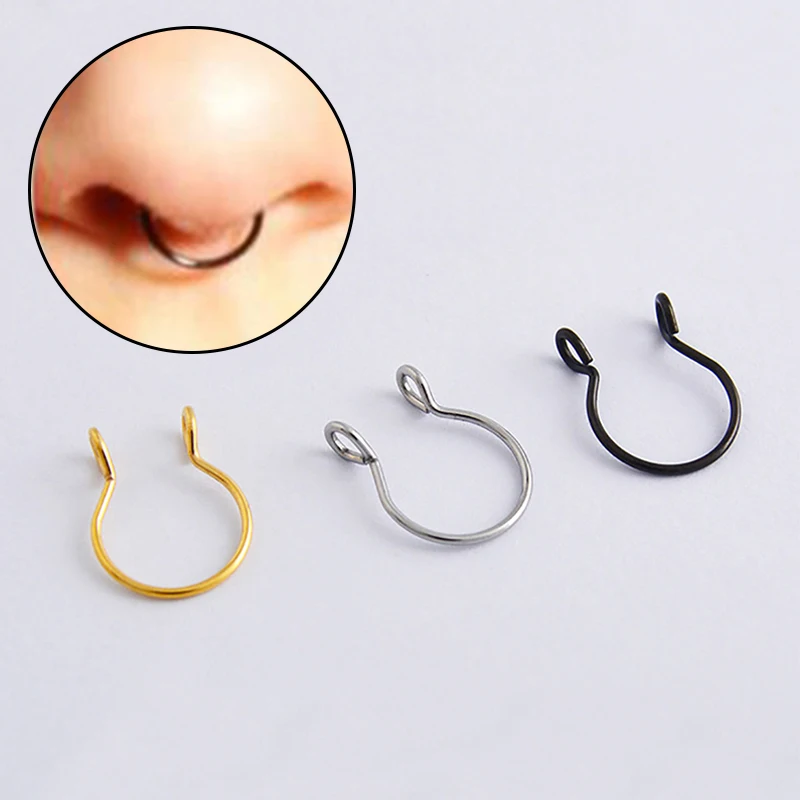 Новинка металлическое кольцо для носа витое серьги имитации пирсинга губ