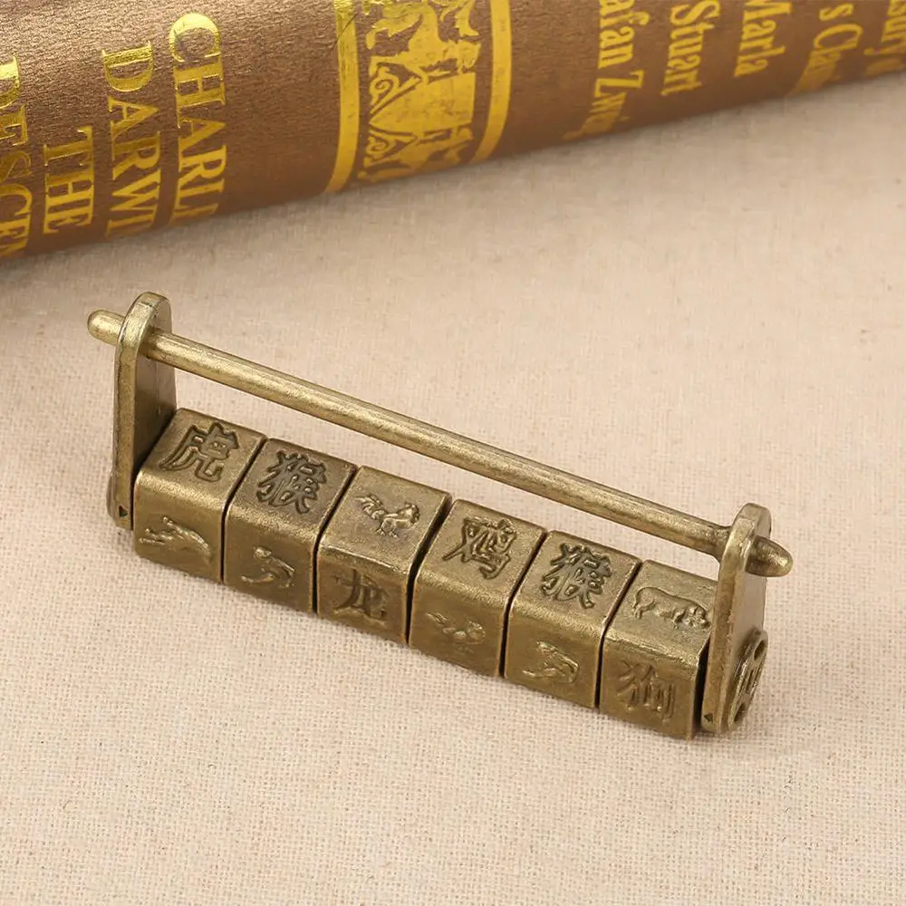 Классические антикварные цинковые китайские символы кодовый замок крафтовое