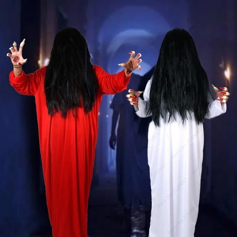 Женские и мужские вечерние костюмы на Хэллоуин мантия вампира Ghost Sadako страшный
