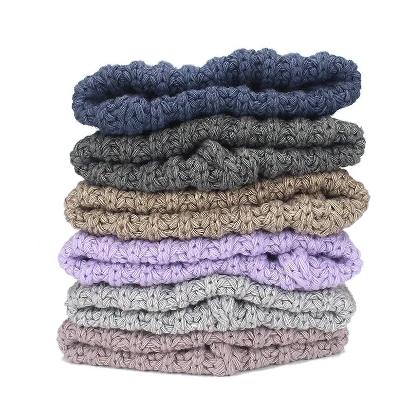 Leisure Fashion The New Hat For Women's Autumn Winter Hats Increase Big Beanie Knit Wool Set Head Hat Acrylic Thick Line Caps