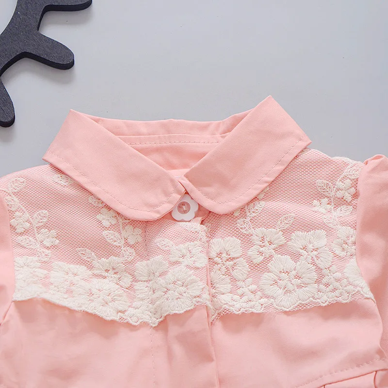 Kpop весеннее розовое милое кружевное пальто принцессы для маленьких девочек