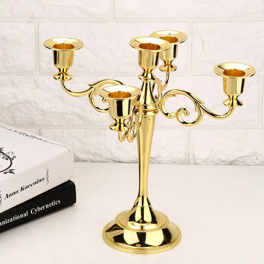 3/5-Arms Metal Pillar Candle Holders Candlestick Wedding Decoration Stand Mariage Home Decor Candelabra Silver/Gold | Дом и сад