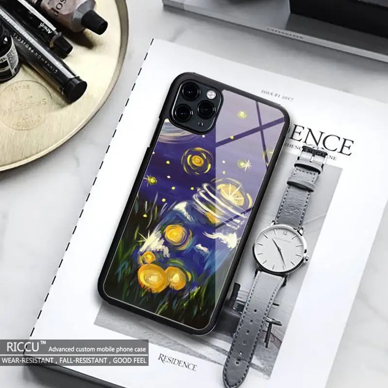 Акриловый чехол для телефона с рисунком светлячков резиновый iphone 11 12 max iPhone Pro Mini XS