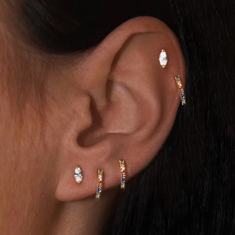 Fashion 2020 925 sterling silver earrings Geometric Stud Earrings Star diamond snowflake party Jewelry best gift | Украшения и