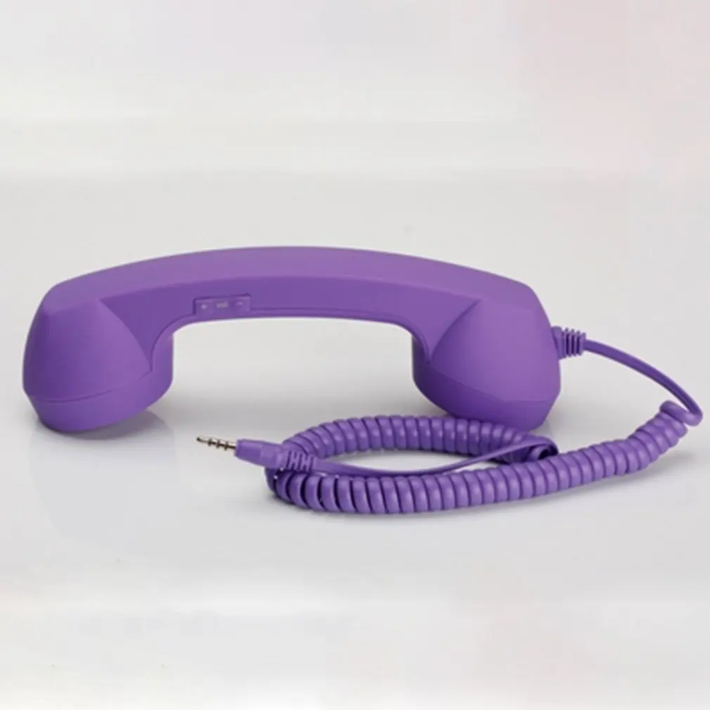 purple 3,5 мм разъем классический телефон в ретро-стиле мини микрофон динамик телефонный звонок приемник для Iphone samsung huawei xiaomi - Цвет: purple