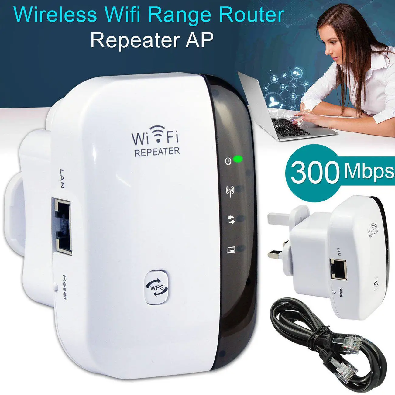 

Wireless Wifi Repeater Wifi Range Extender Router Wi-Fi Signal Amplifier 300Mbps