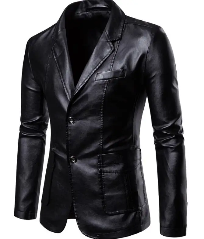 

Мужская Новая модная куртка L-3XL HOT/Spring, персонализированный облегающий повседневный костюм из ПУ с лацканами