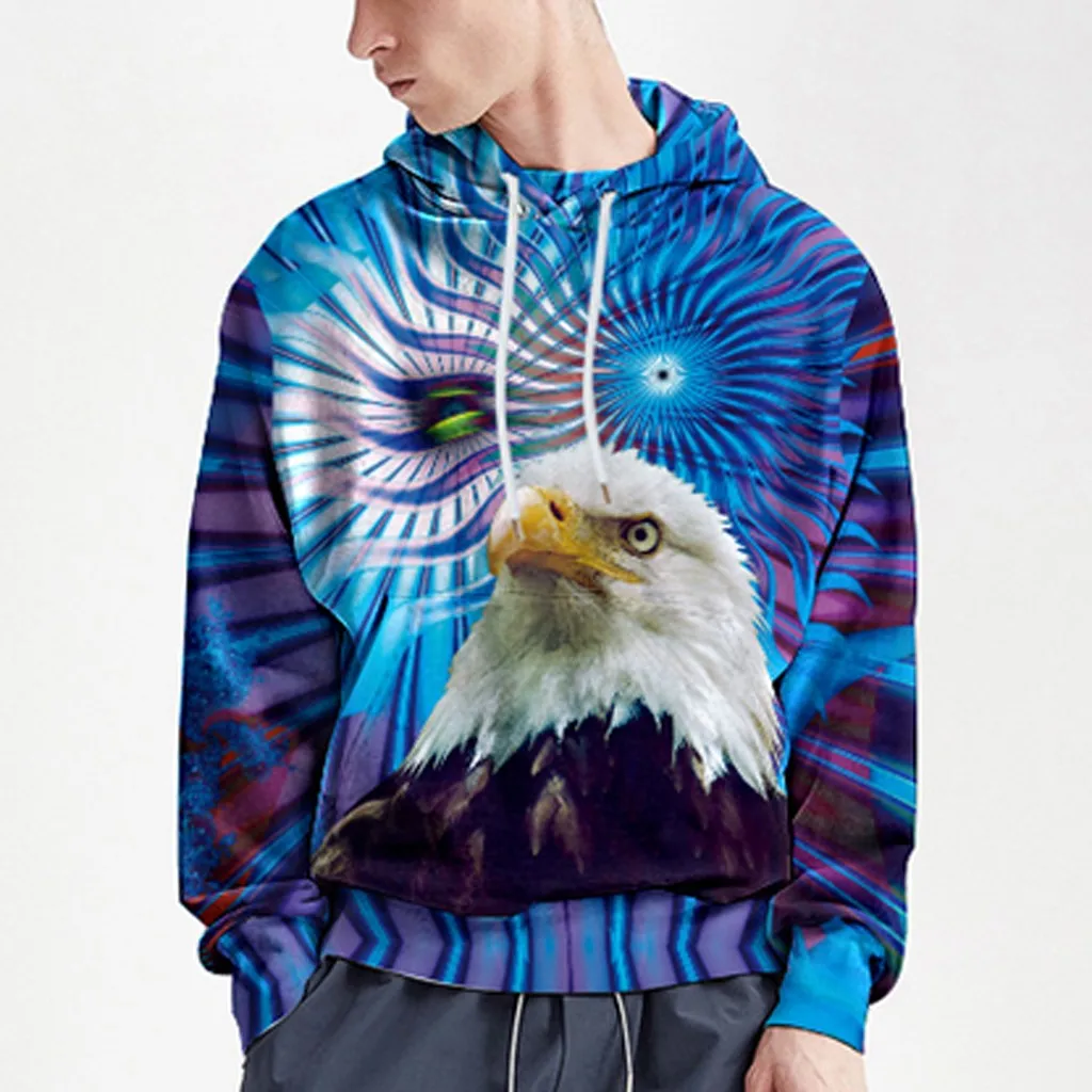 Новинка 2019 толстовка с капюшоном мужская мода осень весна животное 3D сова печать