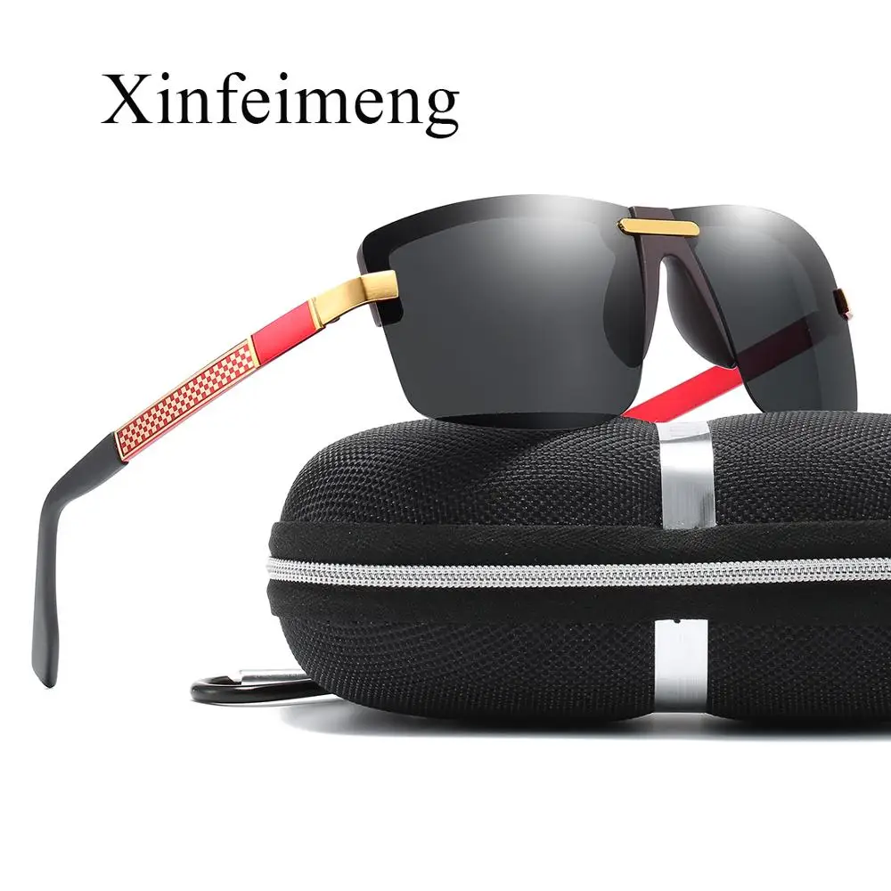 Роскошные брендовые поляризационные солнцезащитные очки без оправы для мужчин и