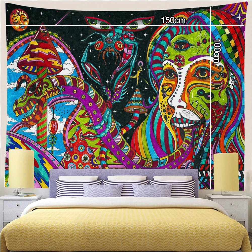 

Абстрактный гобелен с монстром в скандинавском стиле настенный печатных гобелены цветные абстрактные психоделические гобелены для дома и ...