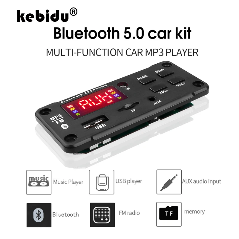 Bluetooth автомобильный комплект аудио USB TF FM радио модуль беспроводной 5 в 12 В MP3 WMA