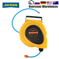 autool 15m water retractable hose 50 feet cable reel hose hybrid polymer plastic 7 function spray gun wash for car house garden