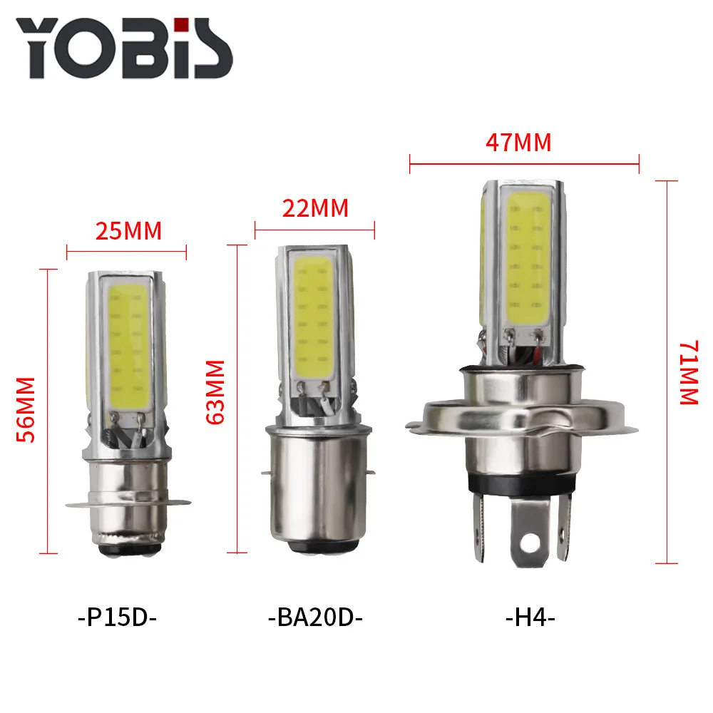 Автомобильный светодиодный фонарь H4 P15D BA20D светодиодный COB 20 Вт светодиодный противотуманный фонарь для мотоцикла светодиодный налобный фонарь для автомобиля
