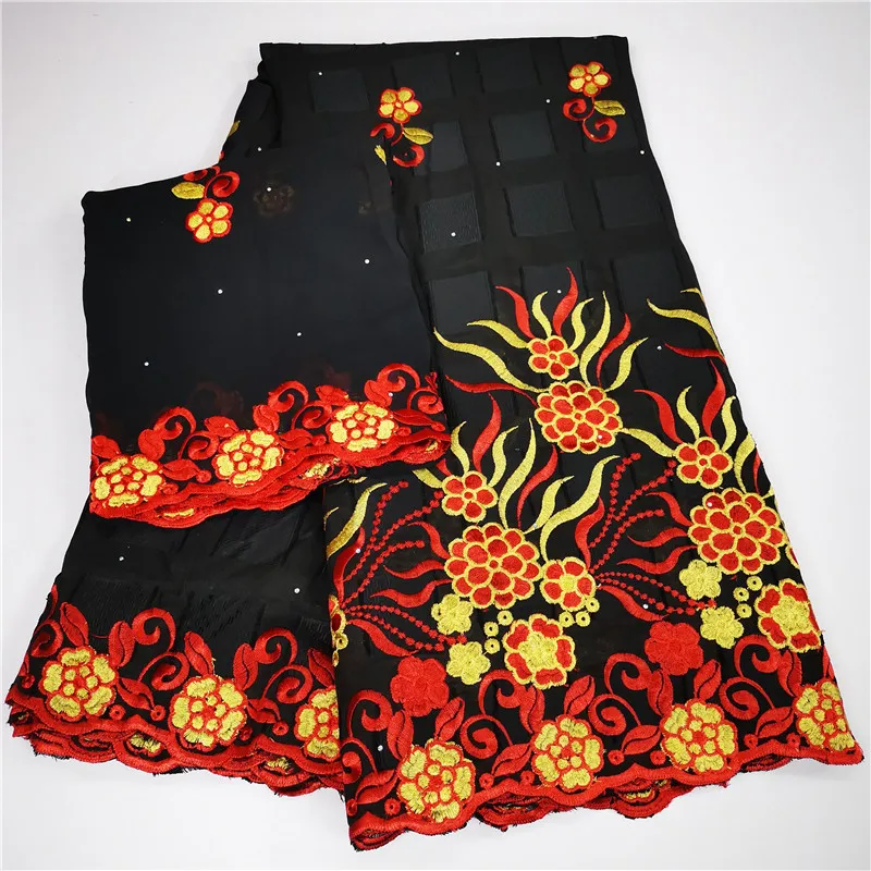 

7 Yard With Scarf Swiss Lace Fabric Heavy Beaded Embroidery African 100% Cotton Fabrics Swiss Voile Lace Dubai Style 9L101201