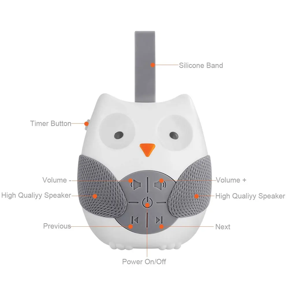 

Baby Sleep white noise machine Soothers Sound Machine Hanging Stroller Sleeping Comfort Early Education Toy Grey Baby monitor