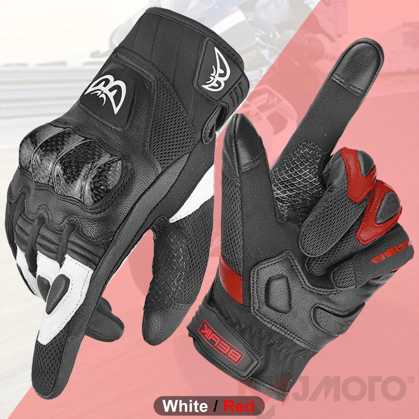 Кожаные Мотоциклетные Перчатки BERIK мужские защитные гоночные перчатки из