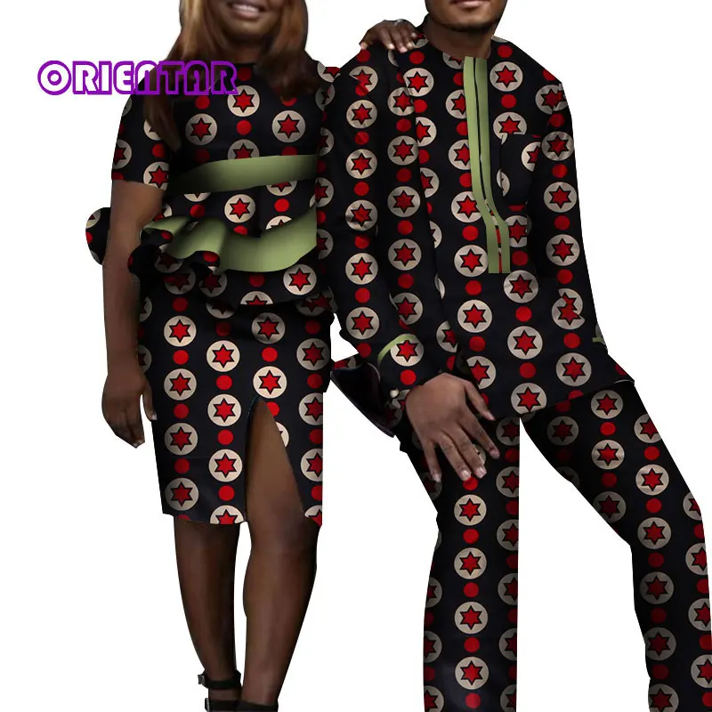 Парная африканская одежда повседневный женский и мужской костюм Bazin богатый