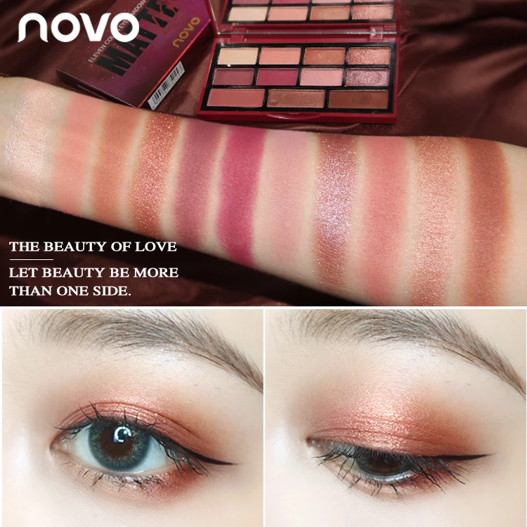 NOVO 11 цветов матовые тени для век Pallete водонепроницаемые натуральные блестящие открытые тени для век макияж Косметическая Палетка Косметика Профессиональный