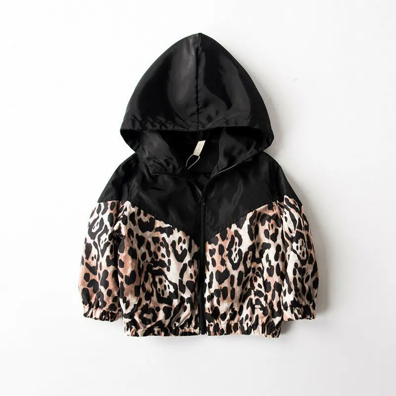 

Toddler Kid Baby Girl Boy Jacket Leopard Patchwork Hooded Coat 2020 Autumn Outwear 1-7Years
