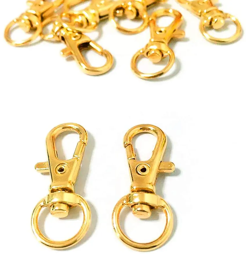 KAOBUY 50Pcs Golden Swivel Lobster Claw Clasps Snap Hooks Clasp Jewelry Making Supplies Keychain DIY Accessories with Box | Дом и сад
