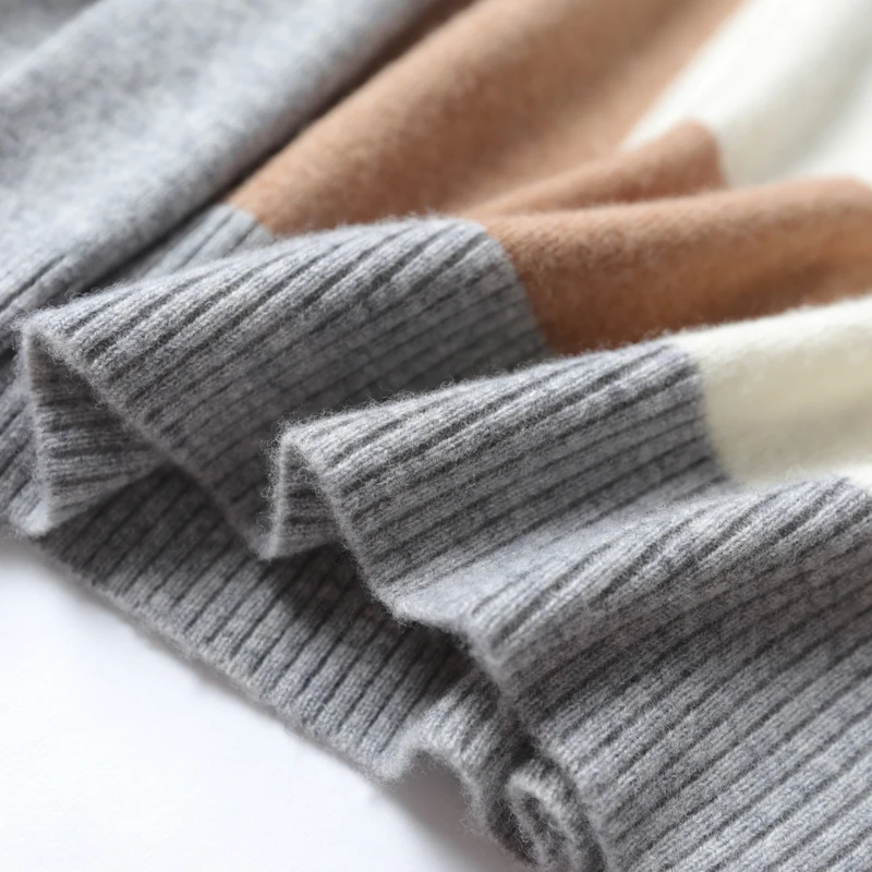 

BELIARST 100% Pure Wool New Pullover Women's O-Neck Sweater Fashion Stitching Cashmere Sweater Free Shipping Autumn and Winter