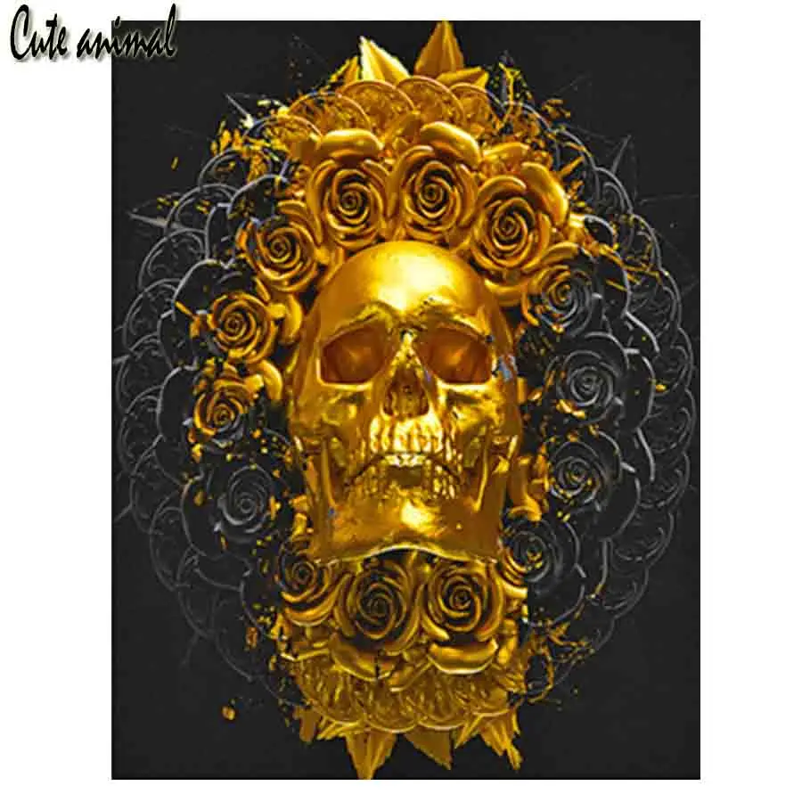 

Алмазная живопись 5D "сделай сам", золотой череп, искусственная вышивка, подарок, алмазная вышивка, мозаика, Декор