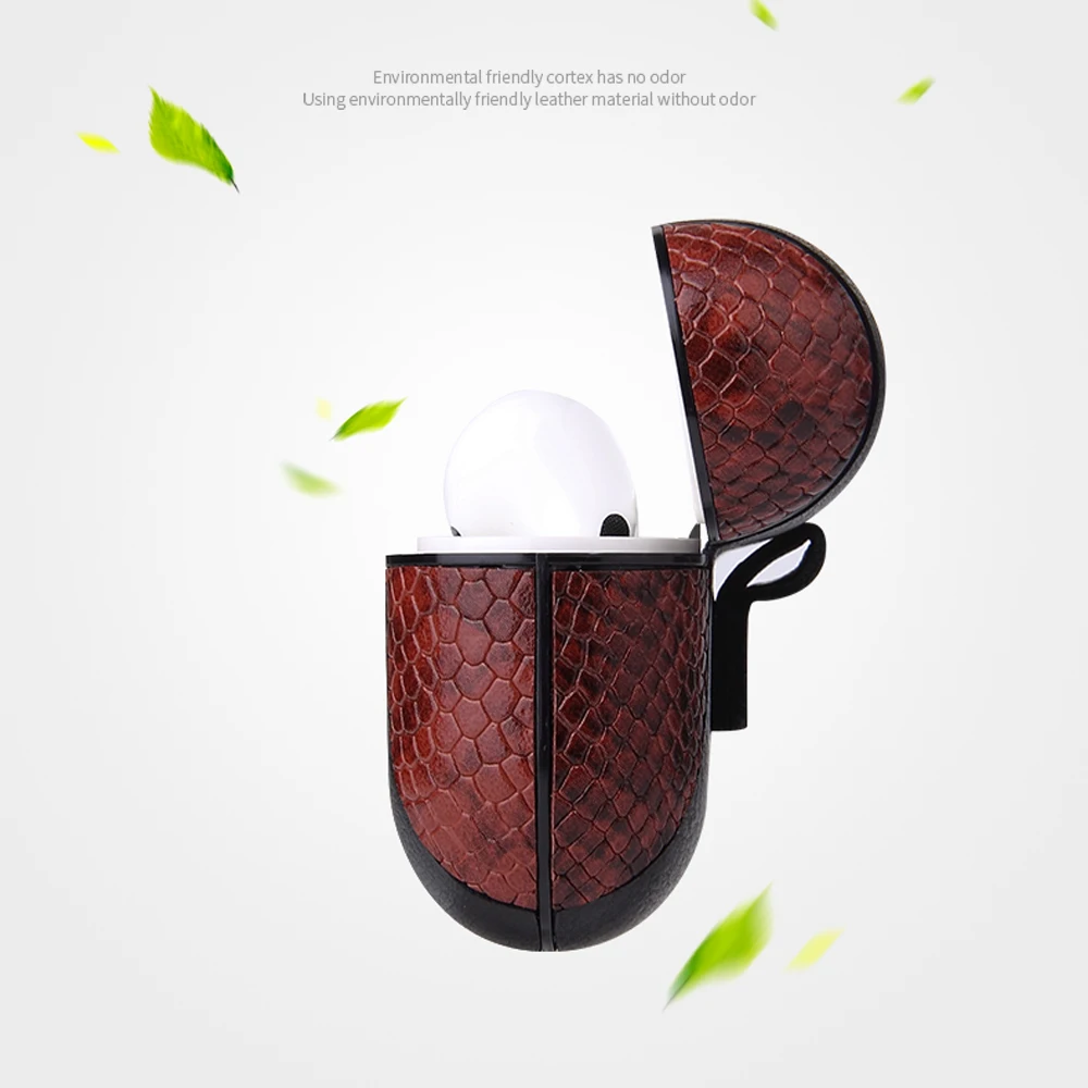 Кожаный чехол для наушников Airpods Pro из искусственной кожи с рисунком Crazy Horse и змеи