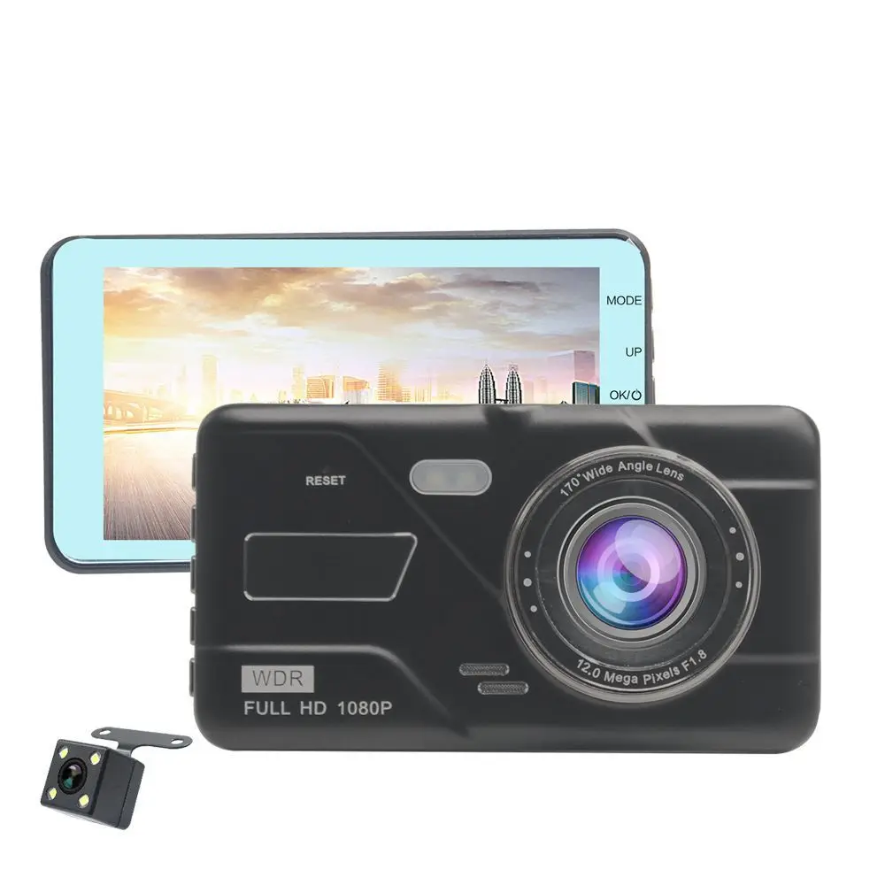 

4-inch High-definition Screen 1080P Car Driving Recorder Front and Rear Double Lens Support Reversing Image DVR Dash Camera