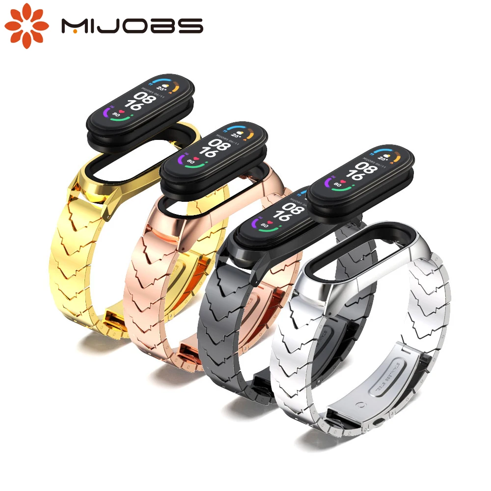 

Strap for Mi Band 5 6 Bracelet for Xiaomi Mi Band 4 3 Wristbands Pulsera Mi Band 6 Strap Correas Miband Metal NFC Gobal Version