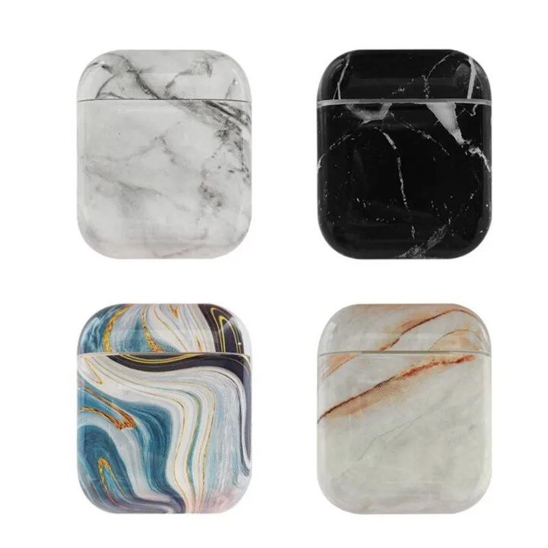 1 шт. чехол для наушников Airpods 2 Роскошный Мраморный Жесткий Чехол