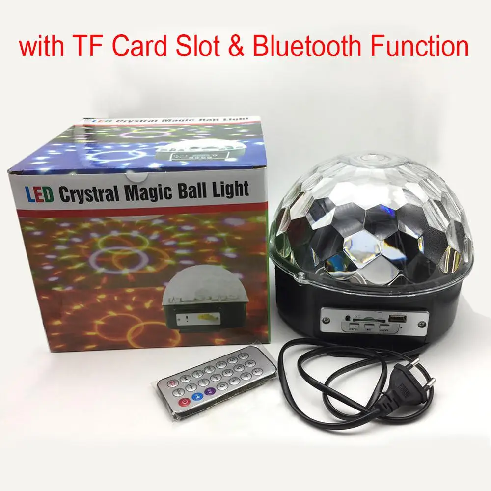 Card with Bluetooth Bluetooth led DJ диско-светильник звуковой контроль сценический светильник s RGB Магическая хрустальная лампа-шар проектор Эффект лампа светильник для рождественской вечеринки - Цвет: Card with Bluetooth