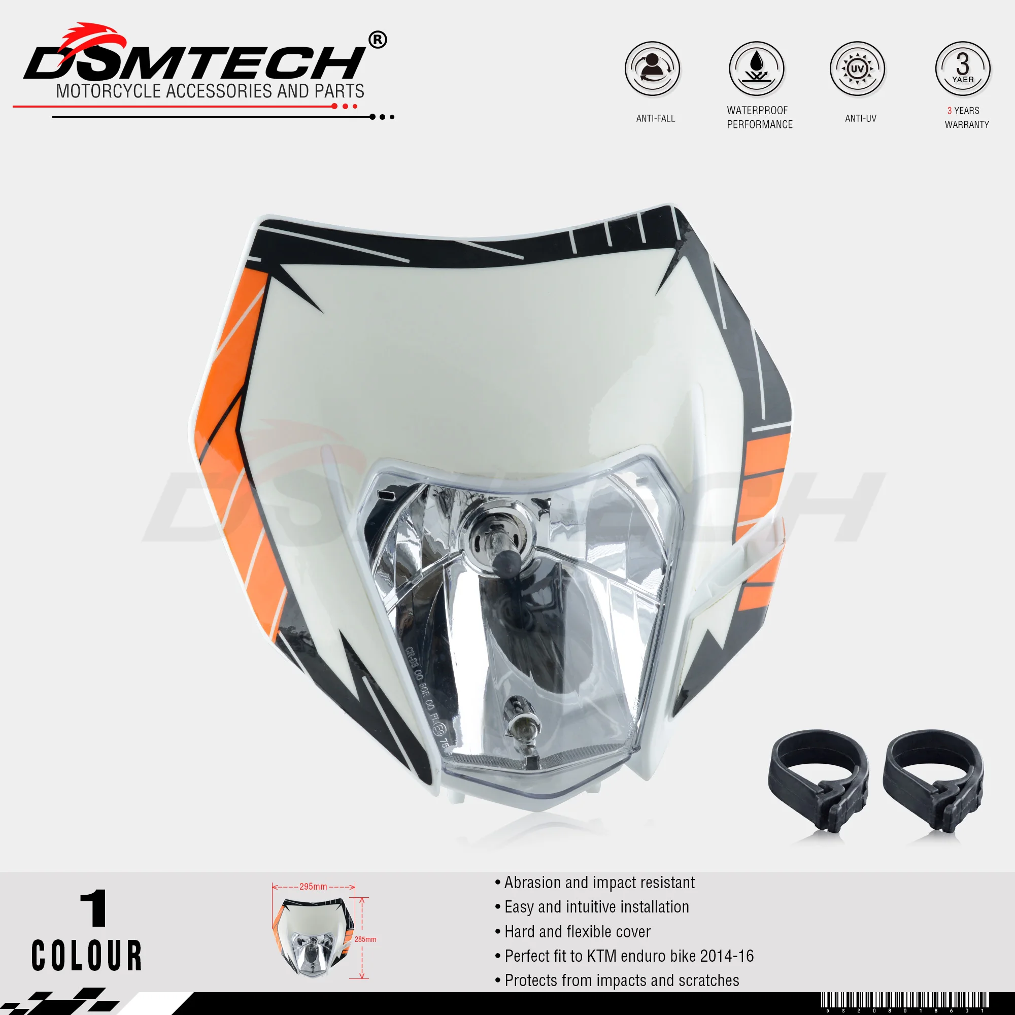 

DSMTECH Headlight Headlamp With Sticker For KTM SX F EXC XCF SMR 2014 2015 2016 Motorcycle Dirt Bike MX Enduro Supermoto