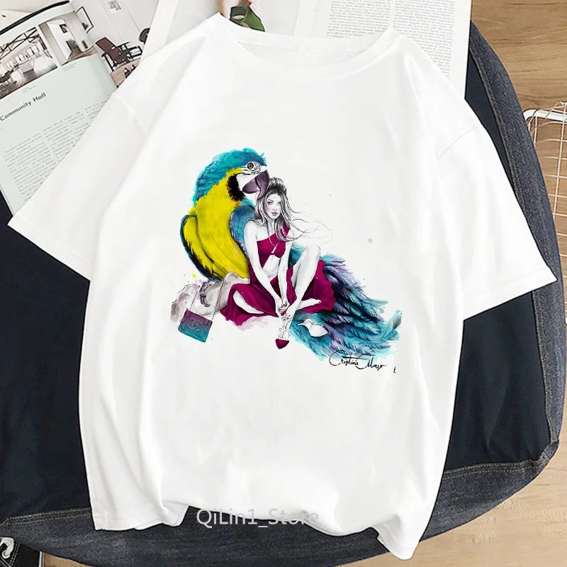 Женская Винтажная Футболка Cockatiel белая футболка с принтом розовых фламинго